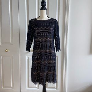 Formal Black Lace Shift Dress